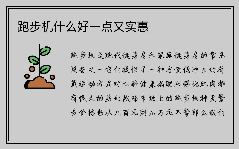 跑步机什么好一点又实惠